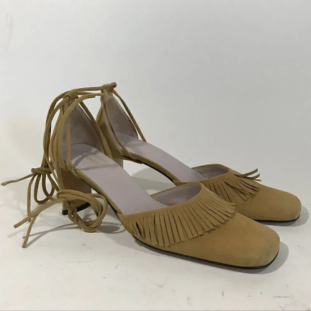 Kenneth Cole Suede Heel wFringe & Ankle Wrap Laces
